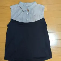 ストライプ ノースリーブシャツ Lサイズ