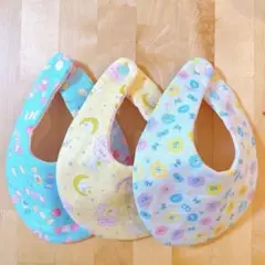 【320】ハンドメイドスタイ 女の子3枚 柄 よだれかけ ベビースタイ
