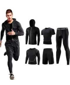 メンズコンプレッションウェア5点セット XL ブラック 新品 トレーニングウェア