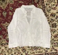 ZARA woman 花柄刺繍ブラウス yシャツ 7分袖