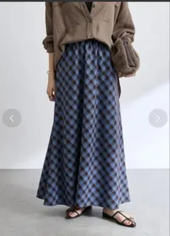 【RIVE DROITE】チェックバイヤススカート （blue）　リヴドロワ