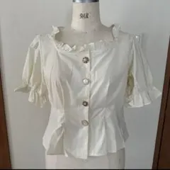 INGNI フリルブラウス 半袖 アイボリー Mサイズ 未使用のサムネイル