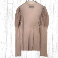 ザラ ZARA セミシースルー パフスリーブ ニットトップス 【M】 ハイネック
