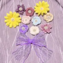 07 ラプンツェル 髪飾り 花ピン お花とリボン