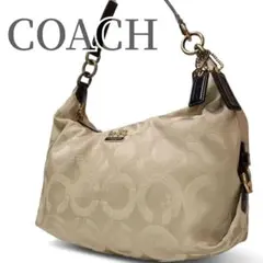 【美品】COACH コーチ ハンドバッグ 肩掛けバッグ オプアート ベージュ