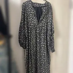 GU ネイビー花柄ロングワンピース XL