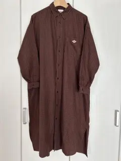 ダントン 長袖チェックワイドワンピース　コットン100%