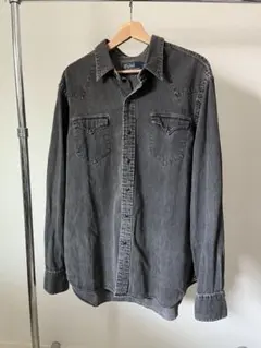 90s RRL ブラックデニムシャツS フェード良好 メタルボタン ワークシャツ 90s RRL ブラックデニムシャツS フェード良好 メタルボタン ワーク