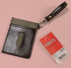 PEANUTS SNOOPY フラットパスケース スヌーピー ブラック カーキ