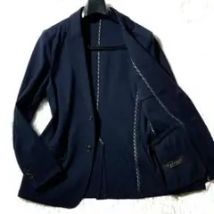 MEN'S BIGI★ストレッチジャージー アンコン テーラードジャケット 紺2のサムネイル