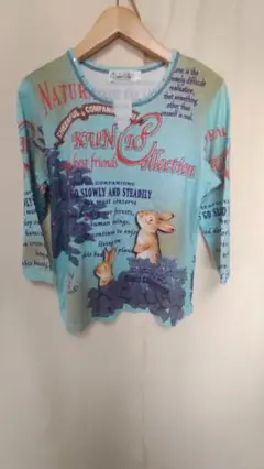 クニオコレクション総柄コットン七分丈Tシャツ美品日本製正規品サイズL