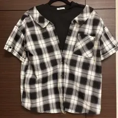 しまむら　チェック柄半袖シャツ
