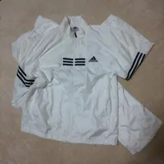 adidas ホワイトナイロン セットアップ Lサイズ