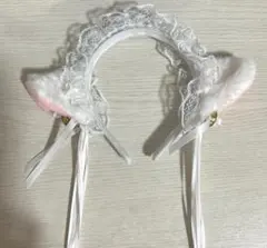 猫耳カチューシャ　ホワイト ピンク