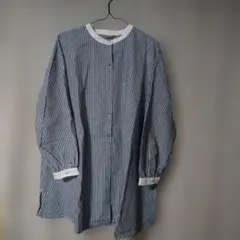 サマンサモスモス　ストライプ バンドカラー長袖チュニック