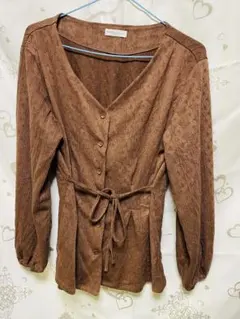 earth music&ecology モカ色長袖ブラウス Fサイズ