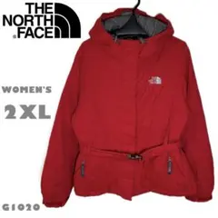 ザ・ノースフェイス　フード付きダウンジャケット　赤　レディースXXL