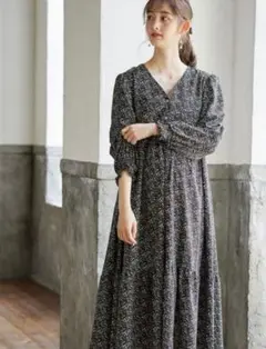 マタニティ 授乳服 袖ティアード花柄ワンピース　エンジェリーベ