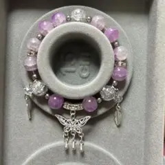 ハンドメイド 紫色ビーズ ブレスレット