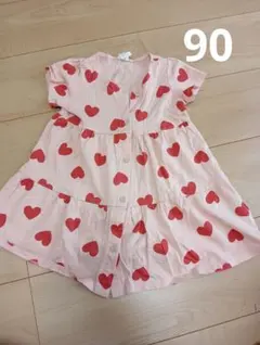 H&M ハート柄シャツドレス 92　90