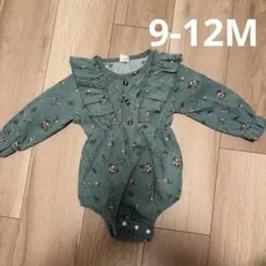 SHEIN 花柄　ロンパース 9-12M グリーン　長袖ロンパース