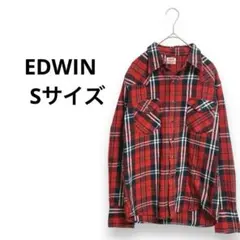 エドウィン 赤チェック柄　ネルシャツ 長袖 シンプル カジュアル　春秋冬　古着