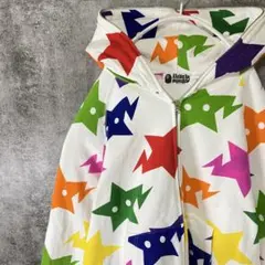 Bape フルジップパーカー ホワイト L スター柄 レア