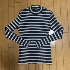 UNIQLO ネイビー/ホワイト ストライプ 長袖 Tシャツ XL
