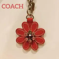 COACH コーチ 花型チャーム フラワーキーホルダー ストーン エナメル