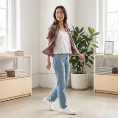 TOPSHOP チェック柄 半袖シャツ レッド系のサムネイル