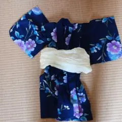 ネイビー 花柄 着物 100cm~