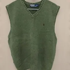 Polo by Ralph Lauren グリーン Vネックベスト L