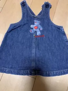 ミキハウス デニム ジャンパースカート くま