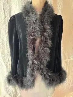 ブラックベルベットファーカーディガン