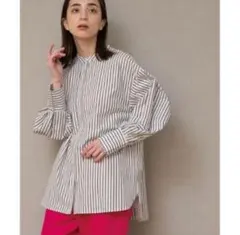 【新品未使用品】オペークドットクリップ　ストライプ　ブラウス　シャツ　サイズ42