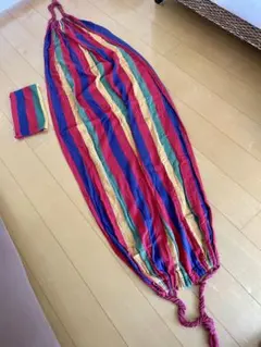 マルチカラー ストライプ ハンモック 収納袋付き　未使用！のサムネイル