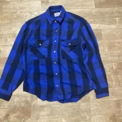 90s prentissヘビーネルシャツ　ブルー×ブラック　mサイズのサムネイル