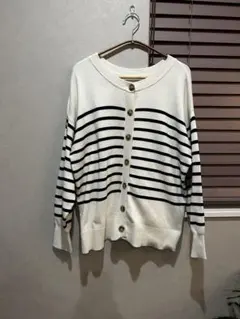 studio CLIP ボーダーデザイン長袖カーディガン