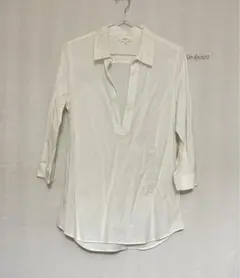 090 組曲　七分袖　スキッパーシャツ　白　3