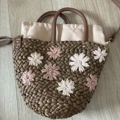 TOCCA 花柄刺繍 かごバッグ ブラウンのサムネイル