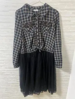 axes femme チェック柄 長袖ワンピース