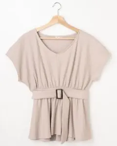 INGNI イング 半袖 リブペプラム トップス Mサイズ ベージュ