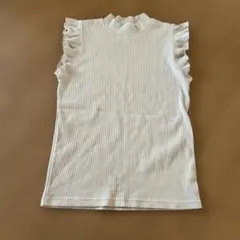 未使用品　ベージュ フリル付きノースリーブ Tシャツ