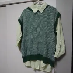 ニットベスト シャツ セット