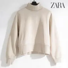 ZARA/ザラ ハイネック 長袖トレーナーベージュ S【美品】タートルネック