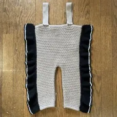 ウルフアンドリタ　フリル付きニットサロペットパンツ ベージュと黒