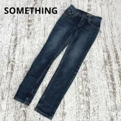サムシング スキニーデニムパンツ ジーンズ ネイビー 日本製 通年 カジュアル