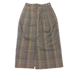 グリーンレーベルリラクシング 美品 チェック柄 タイトスカート 38 ブラウン