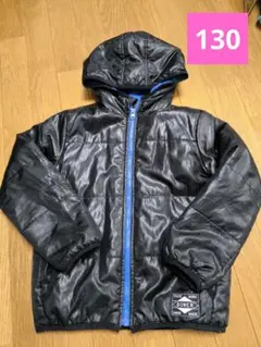 フード付き黒ダウンコート１３０