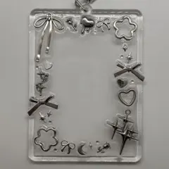 トレカキーホルダー (シルバー) トレカケースデコ　レジン　推し活